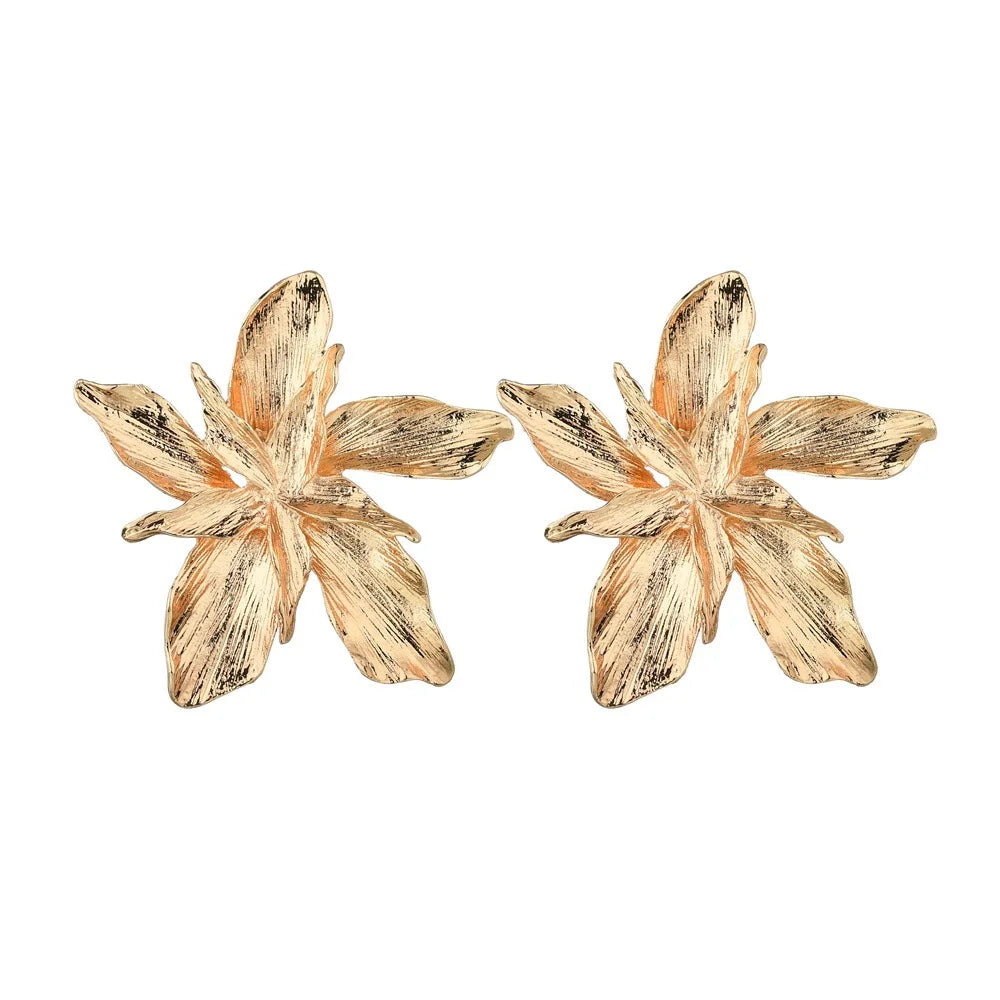 Elegant Gold Flower Drop Earrings