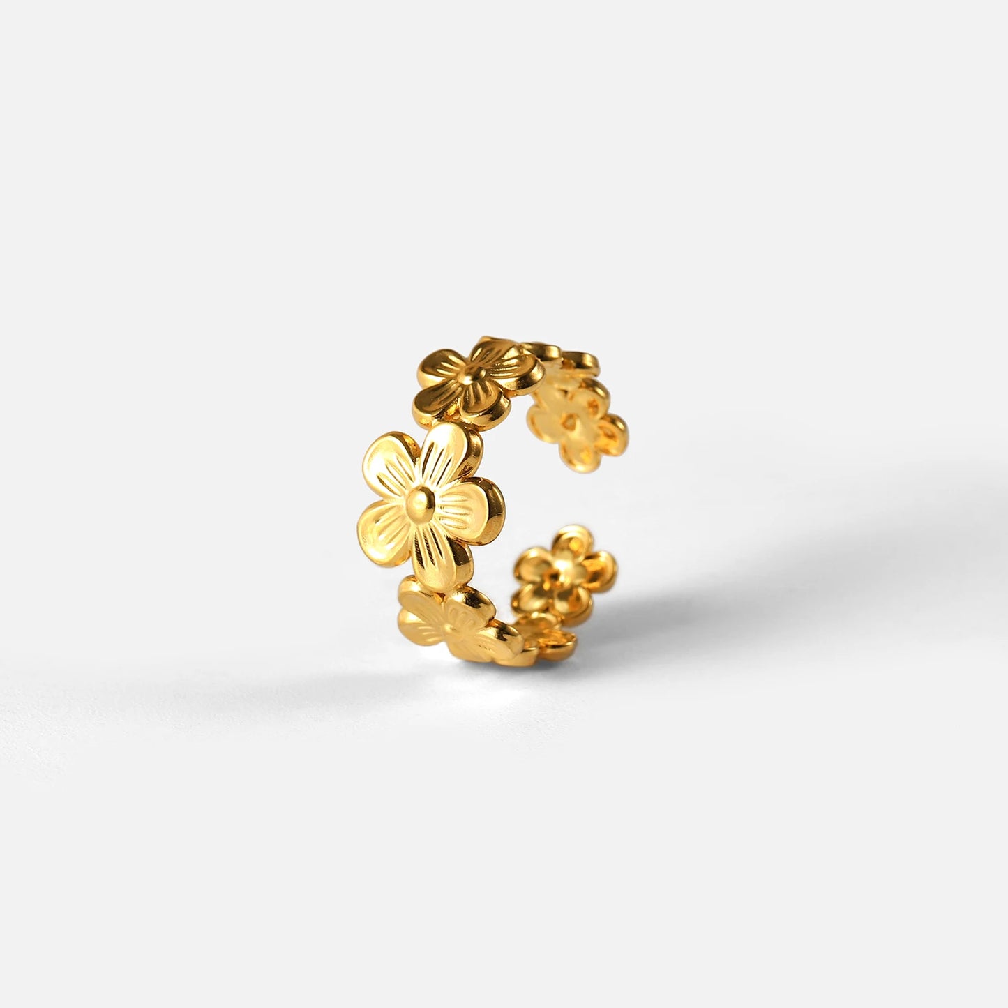 18k Gold Floral Adjustable Ring