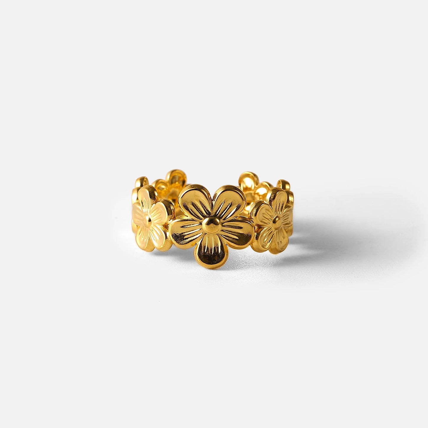 18k Gold Floral Adjustable Ring