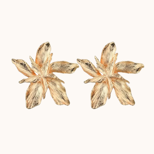 Elegant Gold Flower Drop Earrings