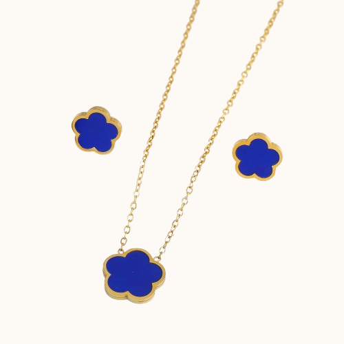 Five leaf flower earrings & necklace