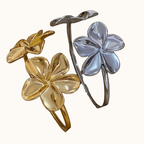 Floral Gold Stainless Steel Cuff waterproof Bracelet