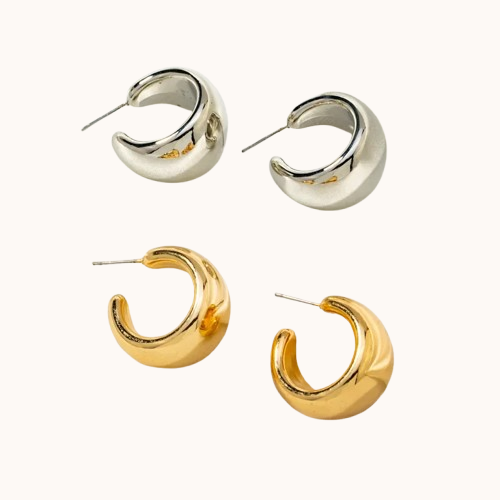 Gold Chunky Open Hoop Earrings