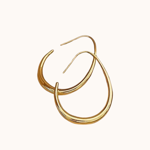 Silver Geometric Oval Hoop Earrings
