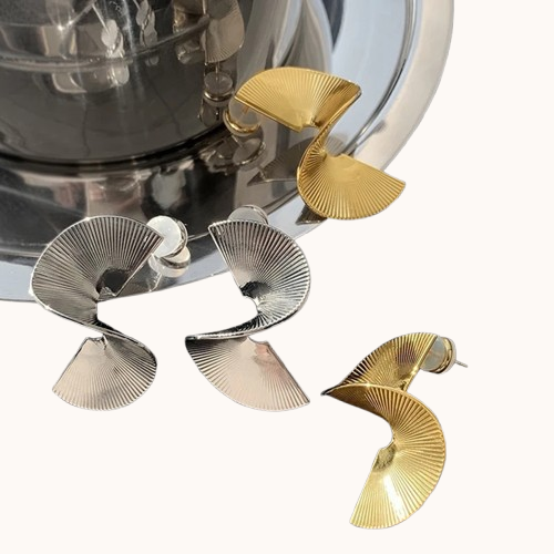 Twisted Spiral Metal Statement Earrings