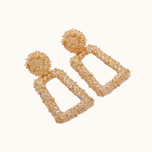 Hollow geometric trapezoid drop earrings
