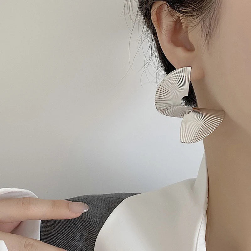 Twisted Spiral Metal Statement Earrings