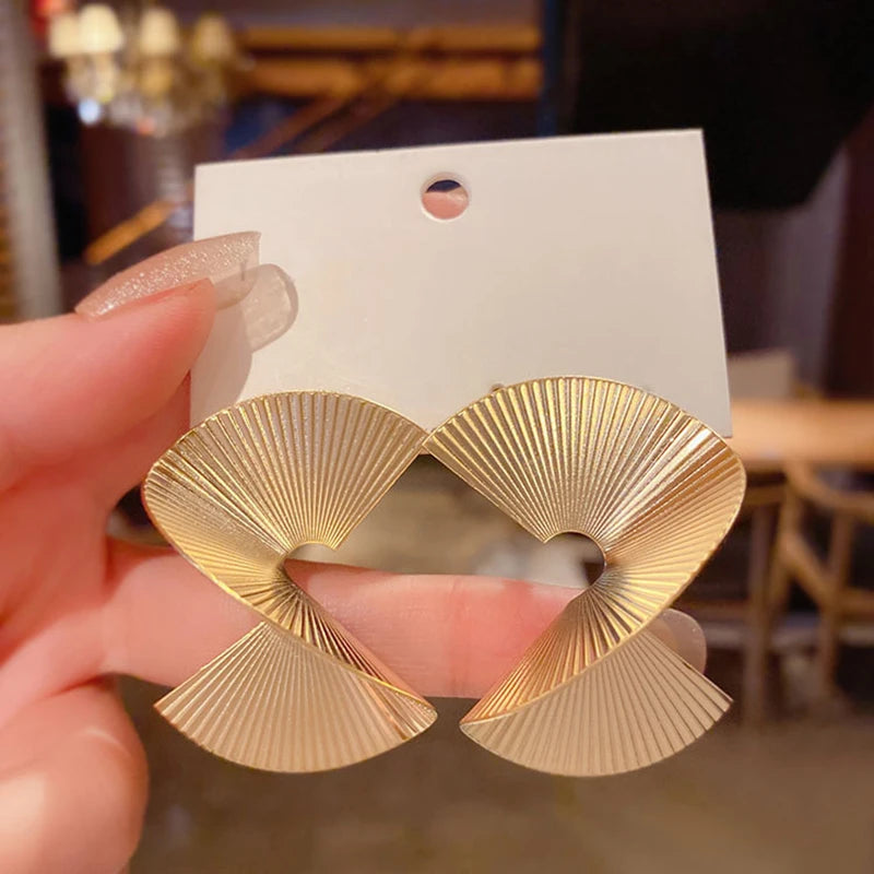 Twisted Spiral Metal Statement Earrings