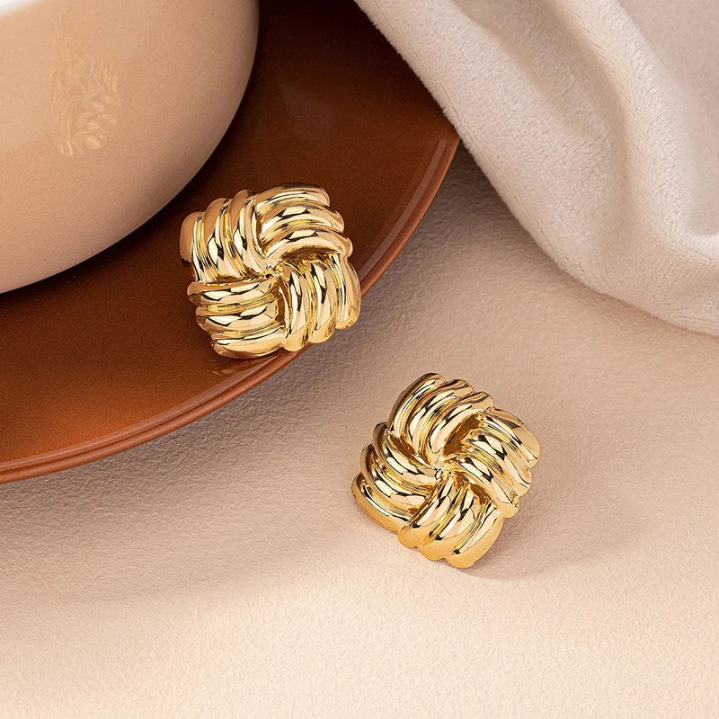 Gold Square Stud Earrings