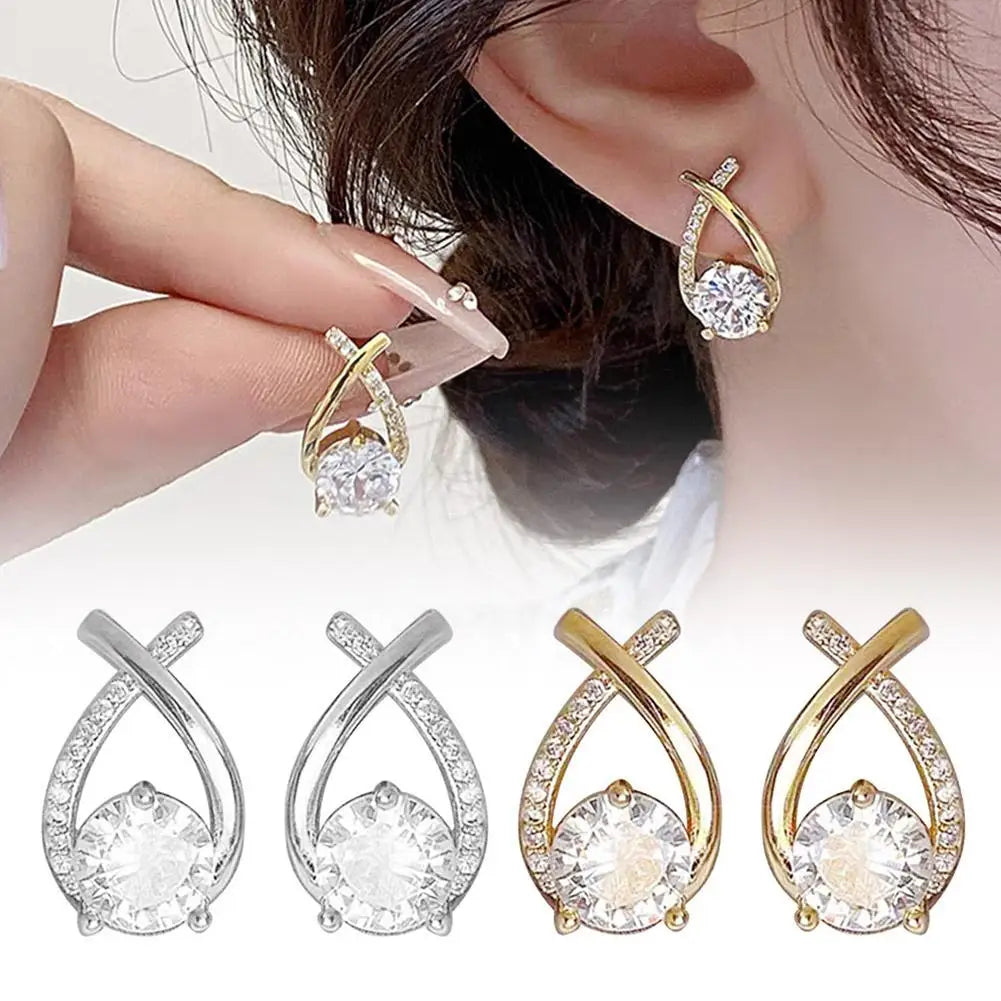 Elegant Crystal Cross Earrings