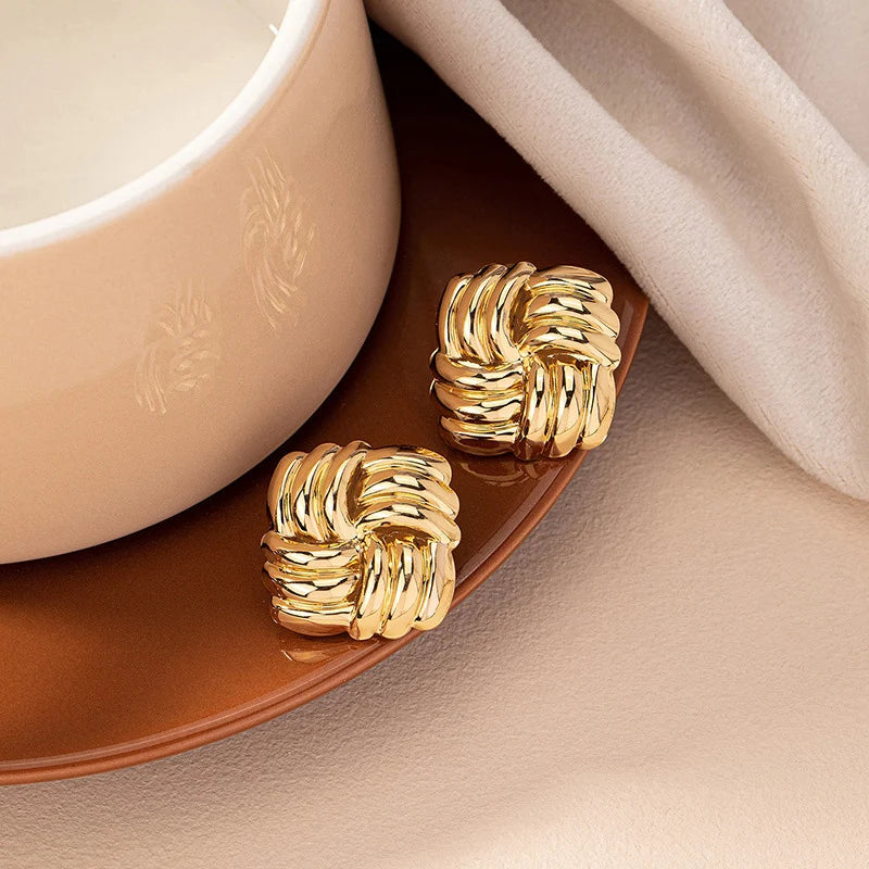 Gold Square Stud Earrings