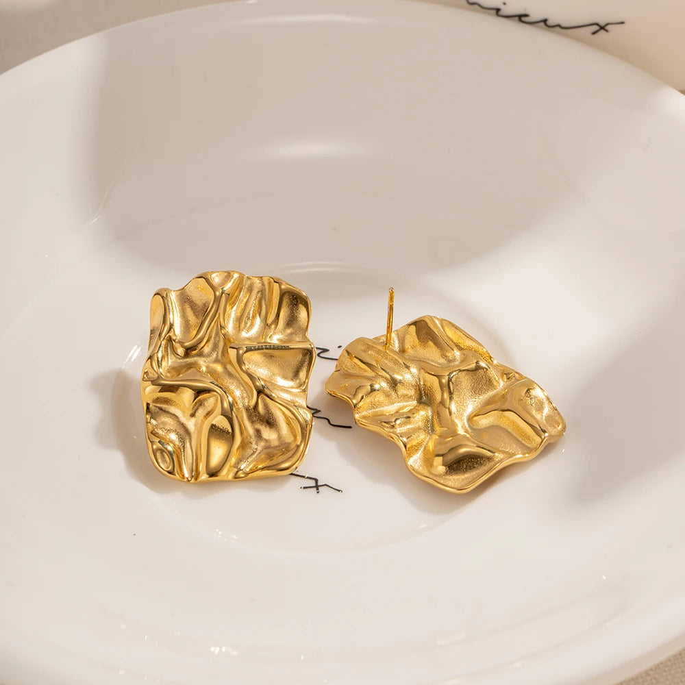 18K Gold Plated Square Stud Earrings