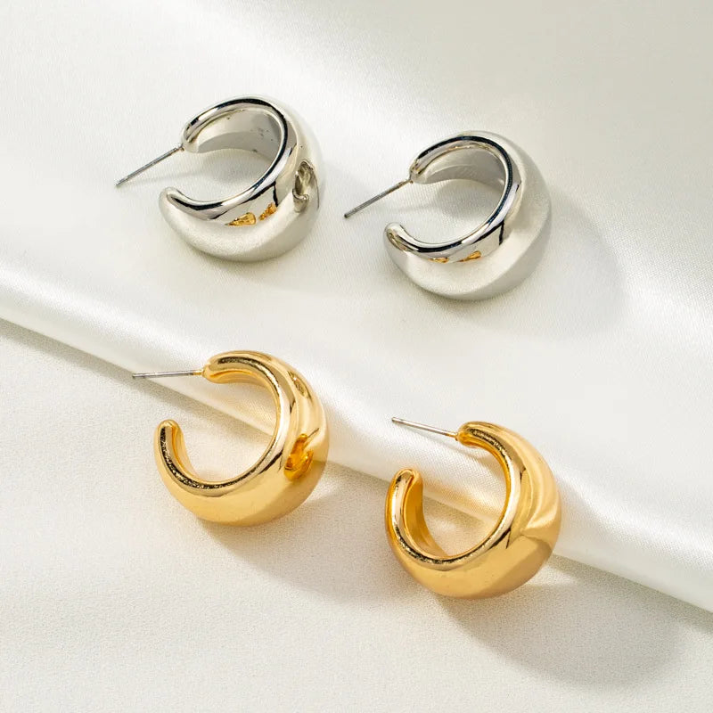 Gold Chunky Open Hoop Earrings