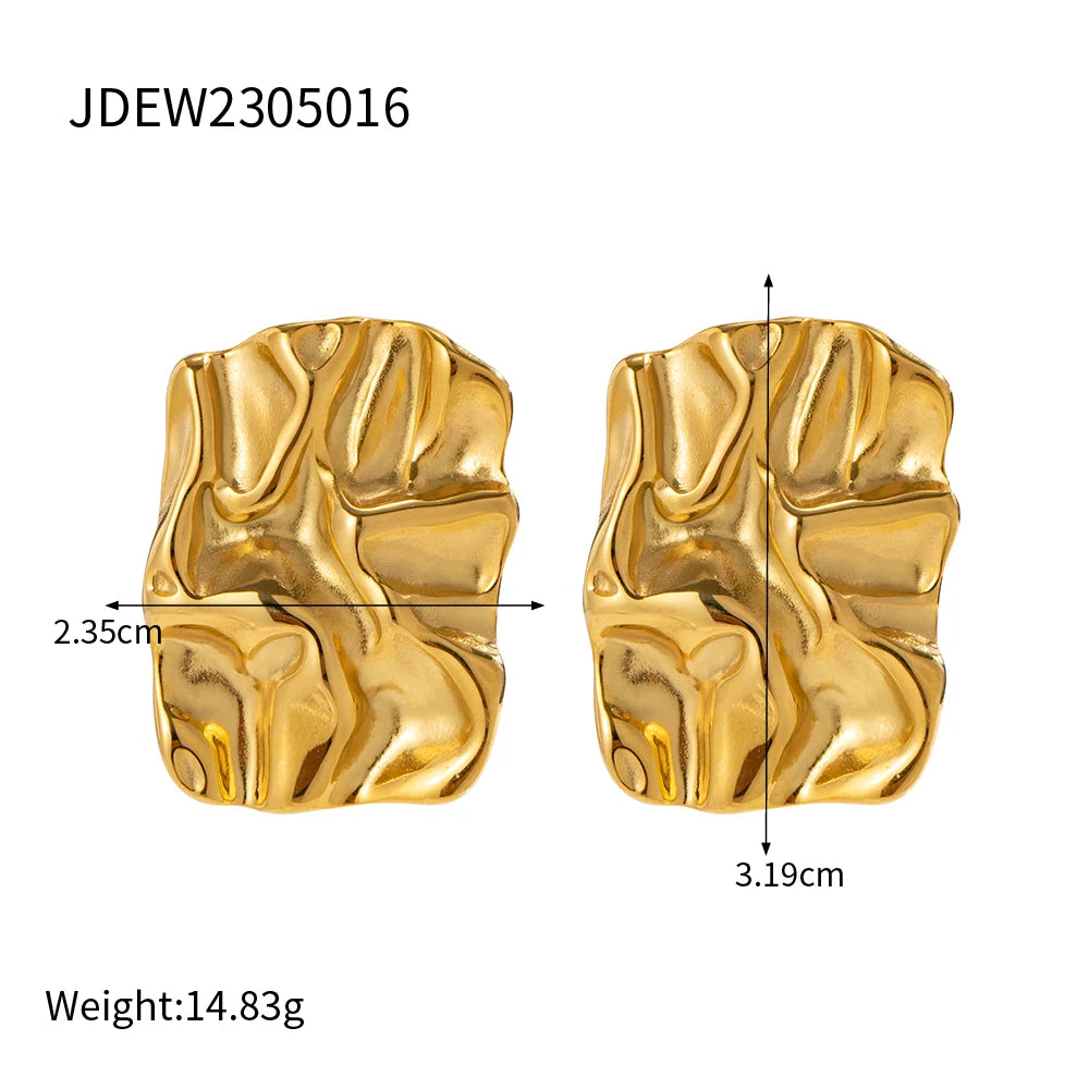 18K Gold Plated Square Stud Earrings