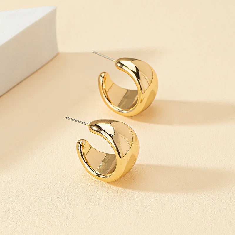 Gold Chunky Open Hoop Earrings