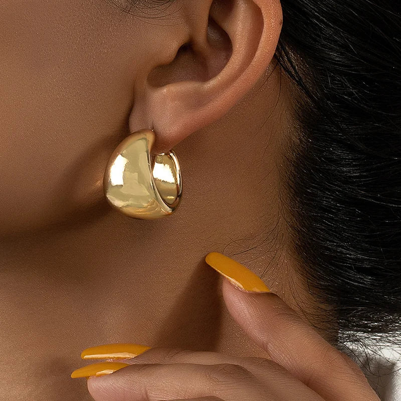 Gold Chunky Open Hoop Earrings