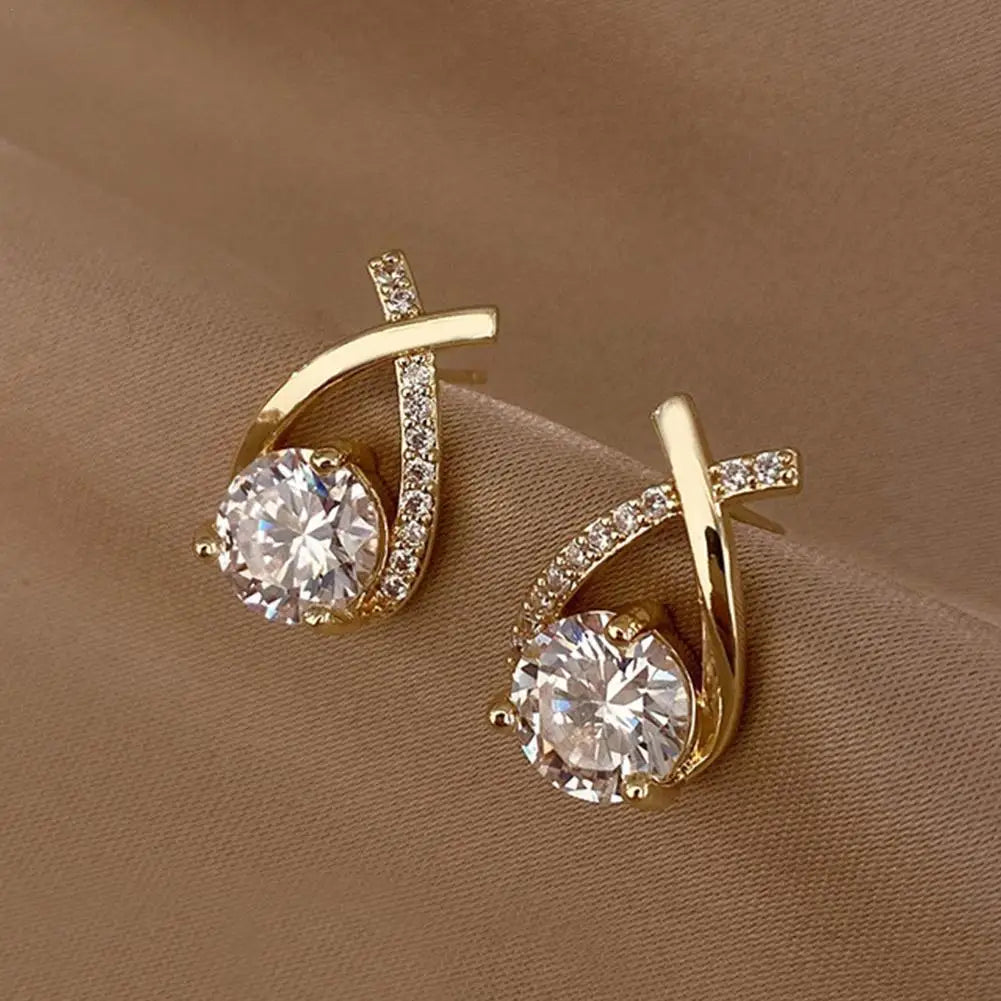 Elegant Crystal Cross Earrings