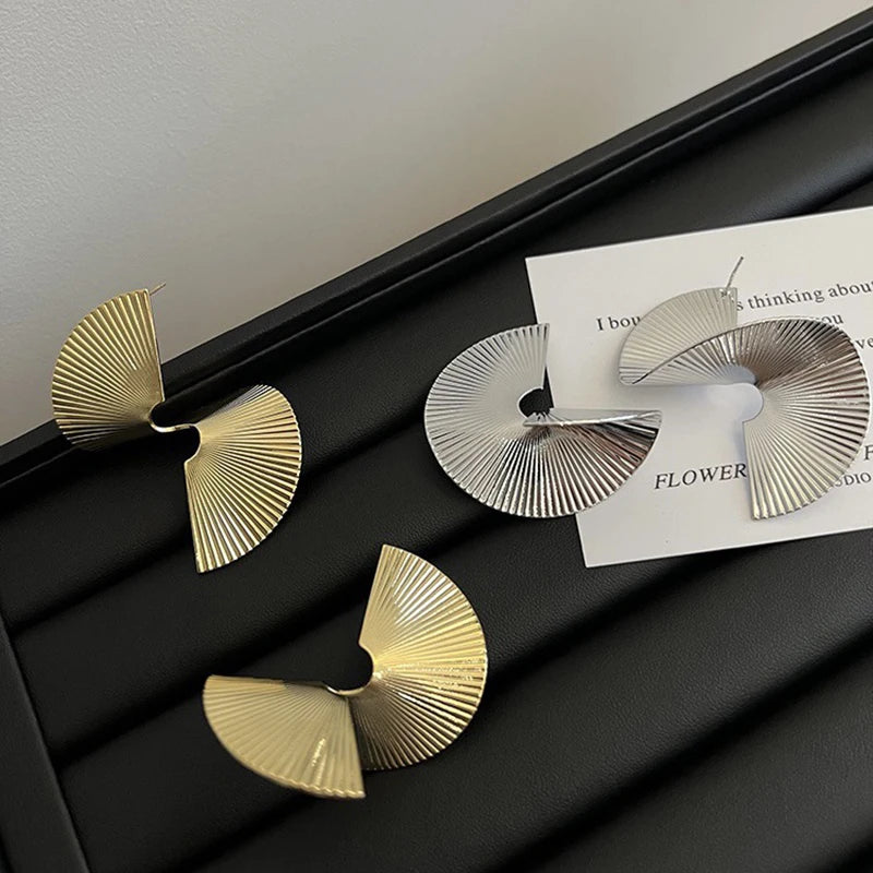 Twisted Spiral Metal Statement Earrings