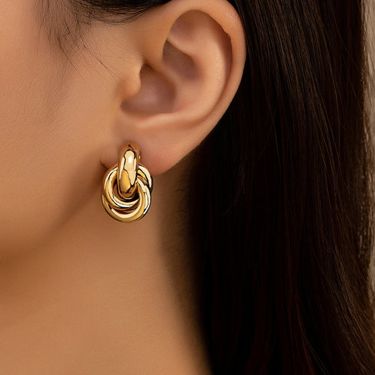 Gold & Silver knot hoop earring