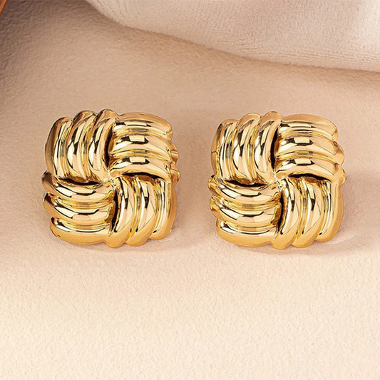 Gold Square Stud Earrings