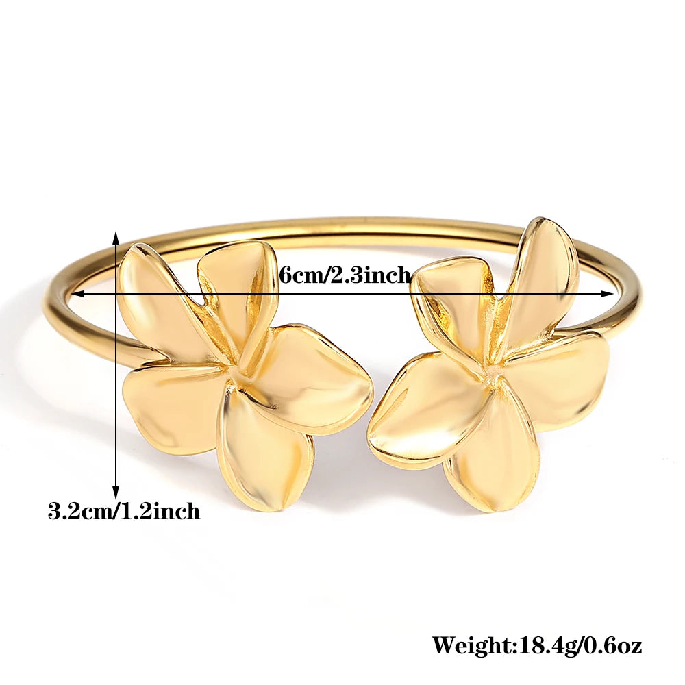 Floral Gold Stainless Steel Cuff waterproof Bracelet