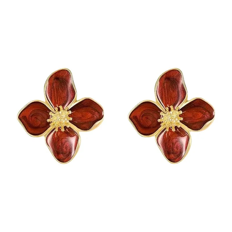 Glaze flower earrings