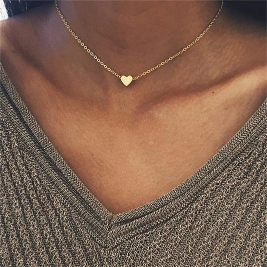 Gold Heart Triangle Pendant Necklace