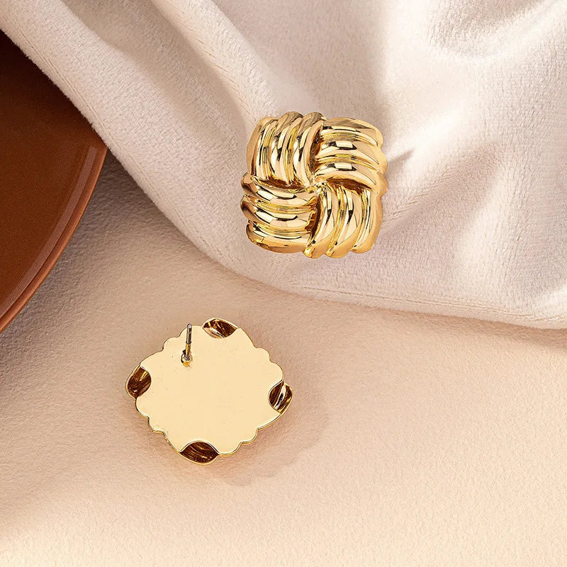 Gold Square Stud Earrings