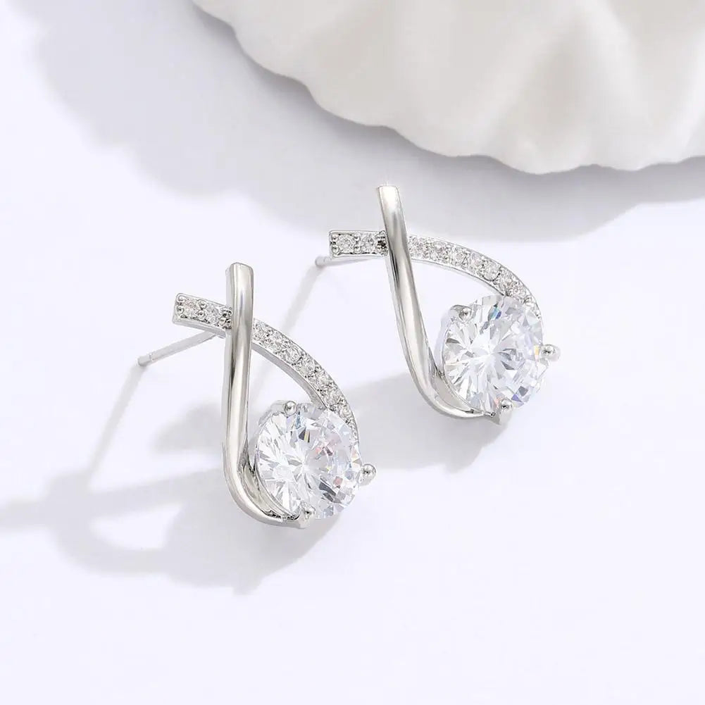 Elegant Crystal Cross Earrings