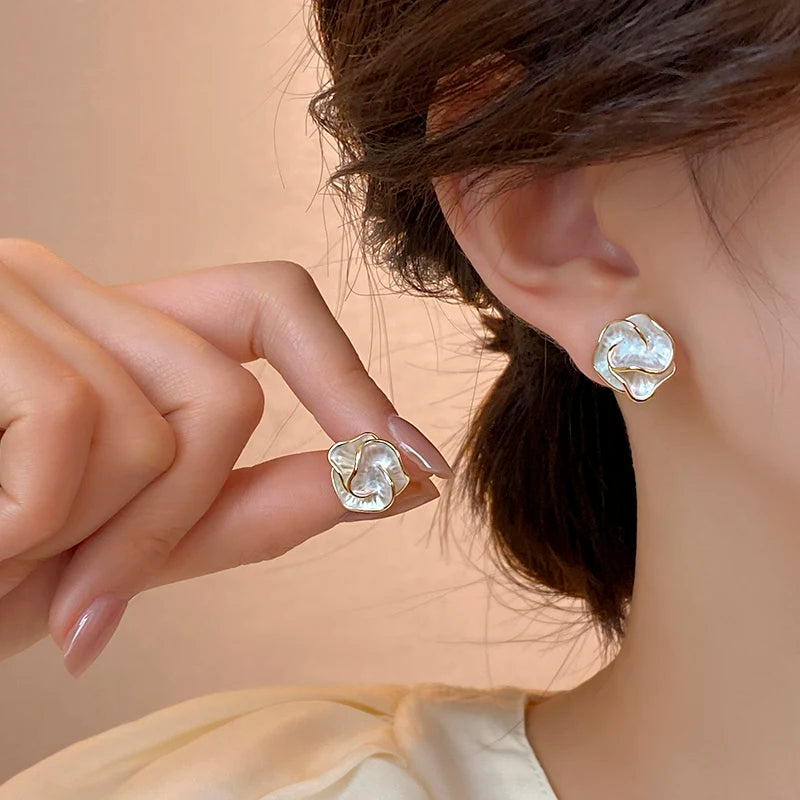 Elegant Camellia Stud Earrings